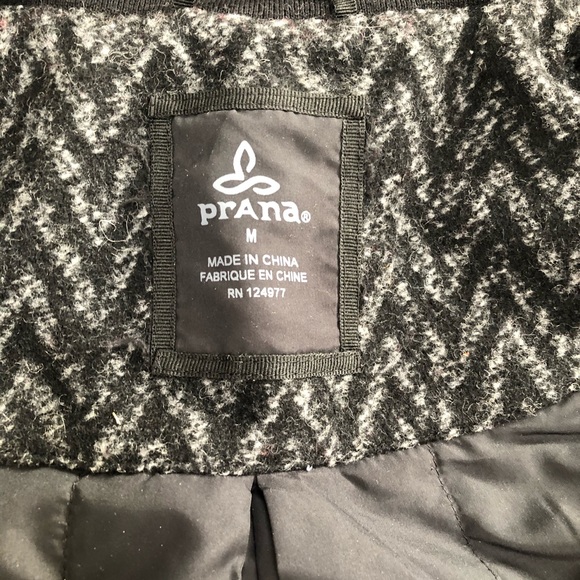 PRANA Med wool jacket Thick Black Gray Chevron - Picture 12 of 13
